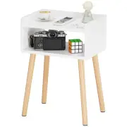 LUCKNOCK Nightstand, Mid-Century Modern Bedside Table with Solid Wood Legs,