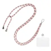 Phone Lanyard Adjustable Neck Lanyard with Transparent Patch Pink Apricot Coffee