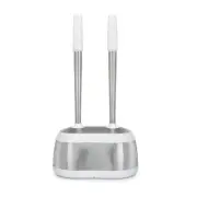 Polder Stainless-Steel Dual Bath Caddy with Toilet Brush and Plunger, White
