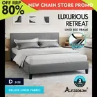 ALFORDSON Bed Frame Double Size Mattress Base Wooden Platform Fabric Grey