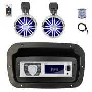 Pyle Marine Radio,Adapter,Spa Bezel,Antenna,Wire, 2x 3.5" 20W LED Chrome Speaker