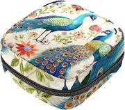 Period Bag,Sanitary Napkin Storage Bag,Floral Peacock,Tampon Holder for Purse