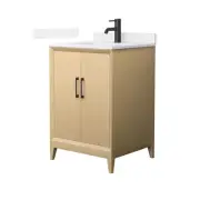 Wyndham Collection WCH7575-24S-QTZ-UNSMXX Janna 24" - White Oak / White Quartz