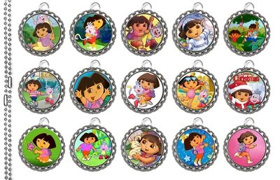 15 Baby Princess Flat Silver Bottle Cap Necklaces Set 1