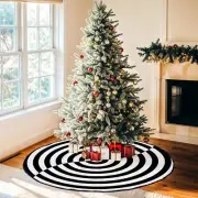 Black White Halloween Tree Skirt Stripes Tree Mat 36" Christmas Tree Skirt fo...