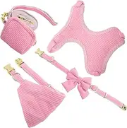 DRESSOOS Dog Harness Vest Harness Set Pet Collar Leash Heavy Duty for Large Dogs Small Harness for Puppies Fashionable Pink s