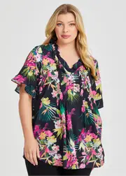 [Taking Shape] Taking Shape Pleat Detail Top Size 20 in Multi - Plus Size Women's Clothing Multi