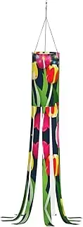Halloween Garden Colorful Tulips Pattern Windsock Lights Halloween Lighted Windsock for Patio Yard Pathway Party Decor