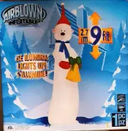 New 9ft Gemmy Airblown Skinny Polar Bear Holding Bell Christmas Yard Inflatable