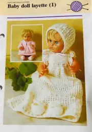 Dolls Clothes Knitting Patterns 4ply Layette 1&2 42cm Baby Doll PRINTED COPY