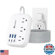 6 USB(3 USB C) Surge Protector Power Strip- Extension Cord 10 Ft with 24W USB