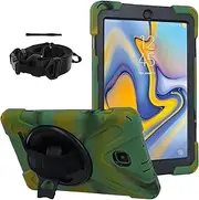 Case for Samsung Galaxy Tab A 8.0 (SM-T387) Tablet 2018 - Heavy Duty Portective Hard Case with [Kickstand & Shoulder/Hand Straps] Portable Sturdy Child Friendly Kids Cover