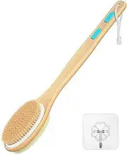 Aufondof Body Scrubber with Soft and Stiff Bristles, Shower Brush Bath Dual-Sided Long Handle Back Scrubber Body Exfoliator for Bath Wet or Dry Brush,Back Brush