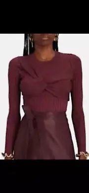 New Women's Jonathan Simkhai Nolan Gorgeous Front Twist Top Burgundy S