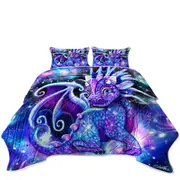 Cute Fantasy Painting Galaxy Lil Dragon Coverlet