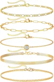 Gold Ankle Bracelets for Women Anklets 14K Plated Waterproof Boho Bead Adjustabl