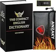 Dictionary Diversion Book Safe with Combination Lock and Fireproof Money Bag, Dictionary Storage Box for Cash Safe Hidden, Money Hiding Box, Secret Portable Metal Compartment Safe