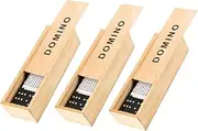 INOOMP 3 Sets Black Wooden Domino Blocks Set Educational for Indoor and Outdoor Fun Dominoes Travel Game with Storage Case for