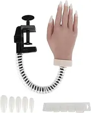 Vomeko Nail Practice Hand, Nail Art Practice Hand Silicone Bendable Joints False Nail Tips Hand Mannequin for Nail Salon (02)