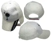 South Carolina SC State Textured Mesh White Embroidered Cap Hat CAP721AM (TOPW)