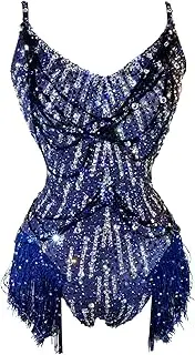 [Yoyomomozi] Glitter Sequins Fringe Bodysuit Pole Dance Leotard Sexy Party Birthday Club Celebrate Stage ​Performance Costumes