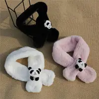 在飛比找ETMall東森購物網優惠-熊貓男女孩兔毛保暖圍巾可愛帽