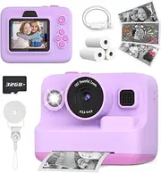 Yehtta Instant Print Camera for Kids, Christmas Birthday Gifts for 3-12 Year Old Girls Boys, 2.4in Screen 1080P Video Digital Camera Toys for Kids Age 4 5 6 7 8 9 10 with 3 Rolls Print Paper 32G Card