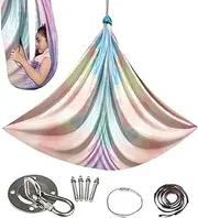 Gymnastics Silks, Yoga Swing Hammock, 280x150cm/110.24x59.06 Inches Portable Lightweight Design, Strong Hanging Straps (1 Set, Blue) for Indoor Outdoor Use, Kids and Adults