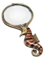Maitland Smith Seahorse Magnifying Glass - Brass with Crackled Shell Inlay, 7"H