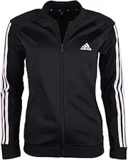 [adidas] Women's Essentials Tricot 3-Stripe Full-Zip Track Jacket - Black/Pink - M, Black