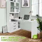 Computer Desk Drawers Storage Laptop Table Student Study Office Work Home White