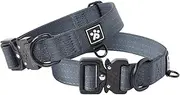 PawsPassion Heavy Duty Dog Collar for Large Dogs, Chew Proof Metal Hardware, Reinforced Nylon Dog Collar with Metal Quick-Release Buckle, D-Ring for Dog Tag (Nightfall, L)