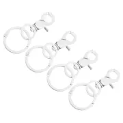 44mm Swivel Clasps Lanyard Snap Hook with Binder Ring for DIY White, 4Pcs