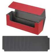 Card Storage Box for Trading Card, 400 + with 6 Divider Fit, Red/Grey
