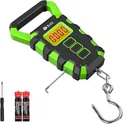 [AMIR] Upgraded Digital Fishing Scale with Ruler, 15g/50kg Electronic Digital Luggage Scale, 110lb Max Fishing Postal Hanging Hook Scale with Measuring Tape, Backlit LCD Display (Batteries Included)