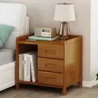 Bamboo Bedside Table Nightstand Storage Bedroom Sofa Side Stand. - Dark Wood