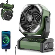 Portable Camping Fan with LED Lantern, 20000Mah Rechargeable Battery Operated US