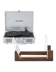 Cruiser Bluetooth Portable Turntable - Silver + Bundled Crosley Record Storage Display Stand