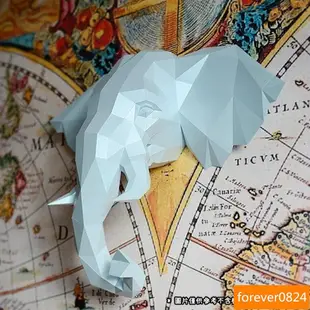 米奇妙妙屋！3D立體紙模型卷鼻子大象頭壁掛 創意壁掛書房家居動物牆飾 手工摺紙藝DIY材料包 3D手工紙模型 紙模 壁掛