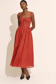 esra midi dress in fire red