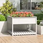 vidaXL Planter with Shelf White 111.5x111.5x81 cm Solid Wood Pine