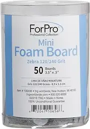 ForPro Zebra Mini Foam Boards, 120/240 Grit, Double-Sided Manicure Nail File, 3.5” L x .5” W, 50-Count