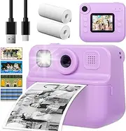 [Lenoxx] Kids 48MP Instant Print Camera with Dual Front & Rear Lenses, 1080P HD Video Recording, Instant Photo Printing with Paper, 2.0" HD Screen, Flash LED, Fun Effects – Purple
