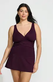 Lands' End Slender Suit Tummy Control Wrap Tankini Swimsuit Top