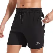 [LORSPORTCH] Men's Shorts, Running Shorts, Gym Shorts Training Shorts Gym Shorts with Towel Ring