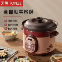 在飛比找PChome24h購物優惠-【天際TONZE】全自動家用紫砂煲湯鍋可定時保溫3L電燉鍋（