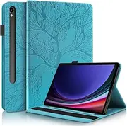 [CXTcase] for Samsung Galaxy Tab S9+ 12.4 inch 2023 Case Embossed Tree PU Leather Case Wallet Flip Cover Stand Function Tablet Case for Samsung Galaxy Tab S9 Plus 2023 - Blue