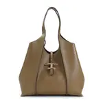 [Tod`S] Tod`S-Brown T Timeless Grained Leather Shoulder Bag-Donna OS OS