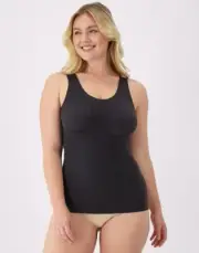 NWT Bali Comfort Revolution Easylite Tank Sz M Black Built In Bra Scoop Neck