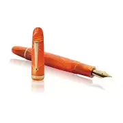 Penlux Masterpiece Grande Fountain Pen in Orange Swirl - Medium Point - NEW